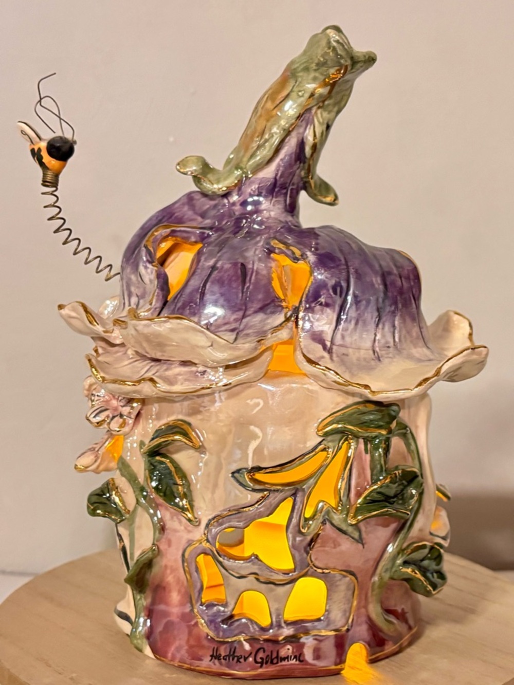 Blue Sky Heather Goldminc Flower House Tealight Luminary - 2002 VTG